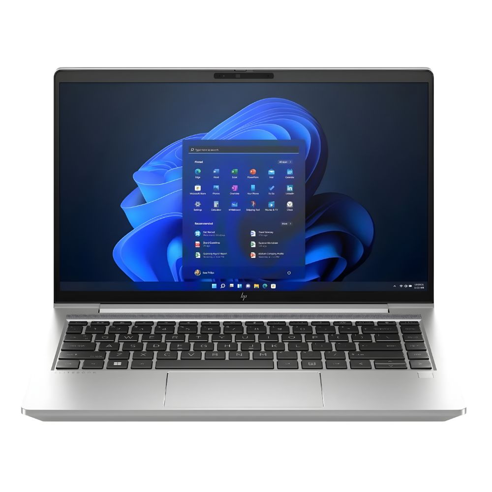 Notebook VAIO FH15 i7 13ª Geração RTX 4050 Vale a Pena? Review Completa 2026 2 Notebook HP EliteBook 640 G10 visto de frente com tela ligada exibindo o sistema Windows 11