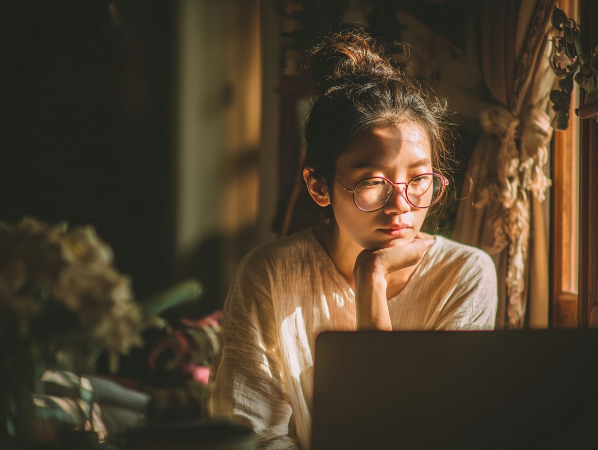 Mulher trabalhando de casa como assistente virtual em laptop em ambiente de home office
