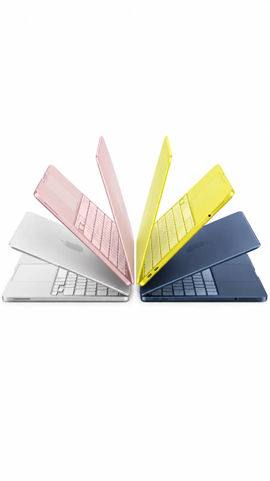 MacBook Neo: por que a nova arquitetura da Apple está mudando os notebooks atuais 2 MacBook Neo em diferentes cores com estrutura ultrafina de alumínio e design minimalista em fundo branco mostrando a nova geração da arquitetura Apple Silicon