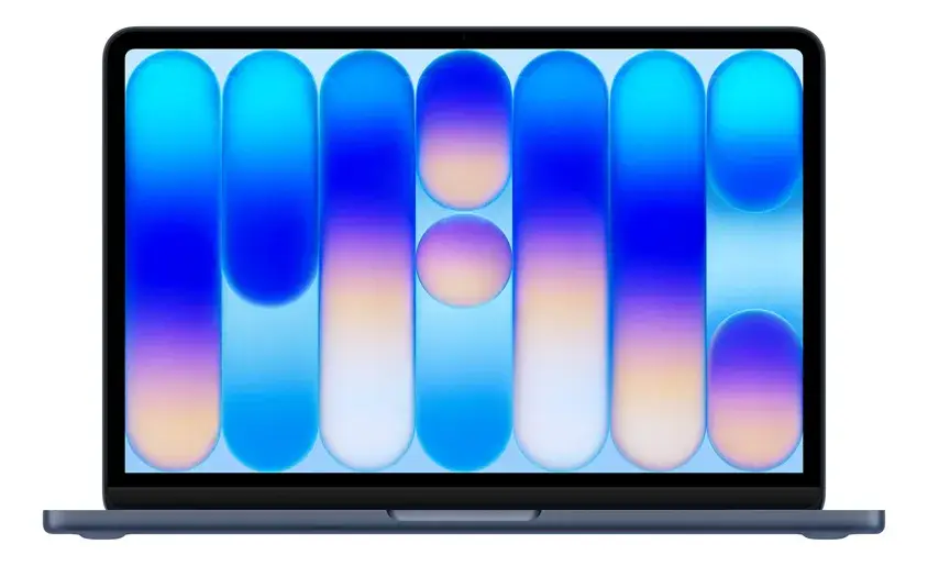 MacBook Neo: por que a nova arquitetura da Apple está mudando os notebooks atuais 3 MacBook Neo com tela Liquid Retina exibindo interface colorida em gradiente azul e roxo destacando a nova geração da arquitetura Apple Silicon