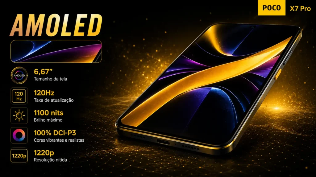 POCO X7 Pro: análise técnica completa do smartphone com Dimensity 8300-Ultra 2 tela AMOLED do poco X7 Pro tamanho de 6,67"