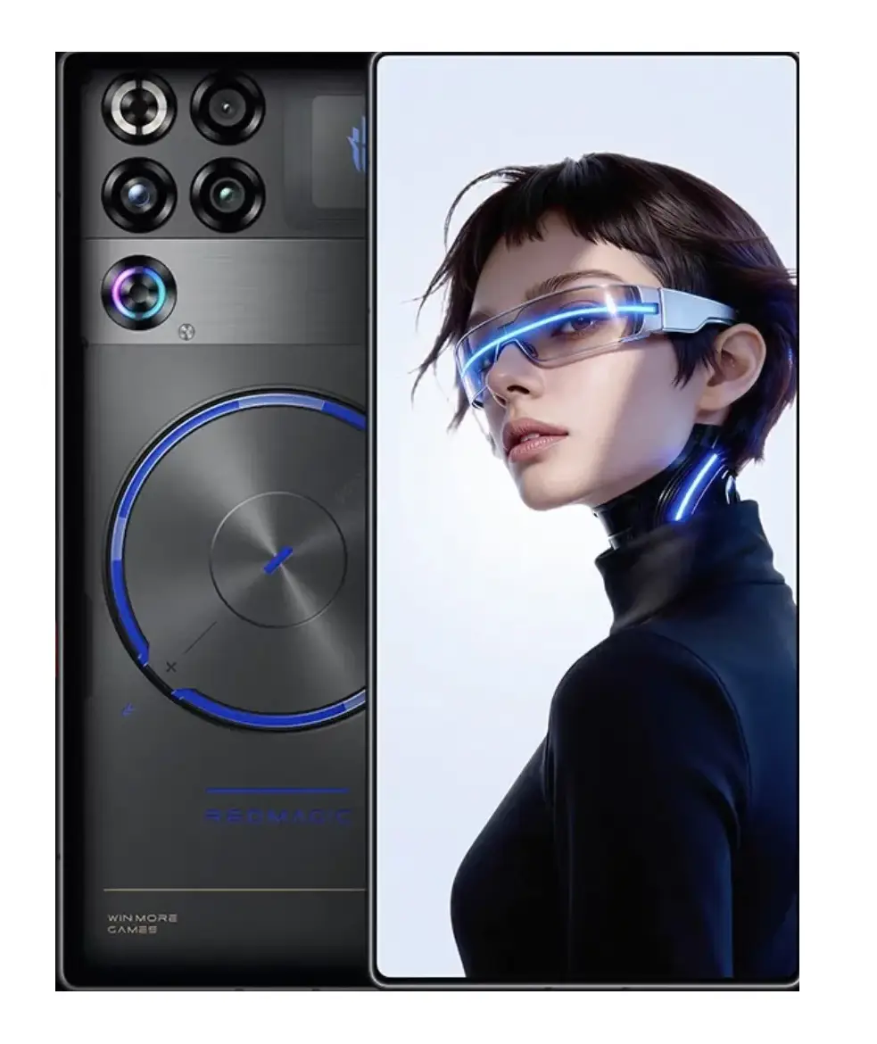 REDMAGIC 11S Pro Nightfreeze preto transparente visto de frente e de costas, com tela AMOLED e sistema de resfriamento AquaCore visível.