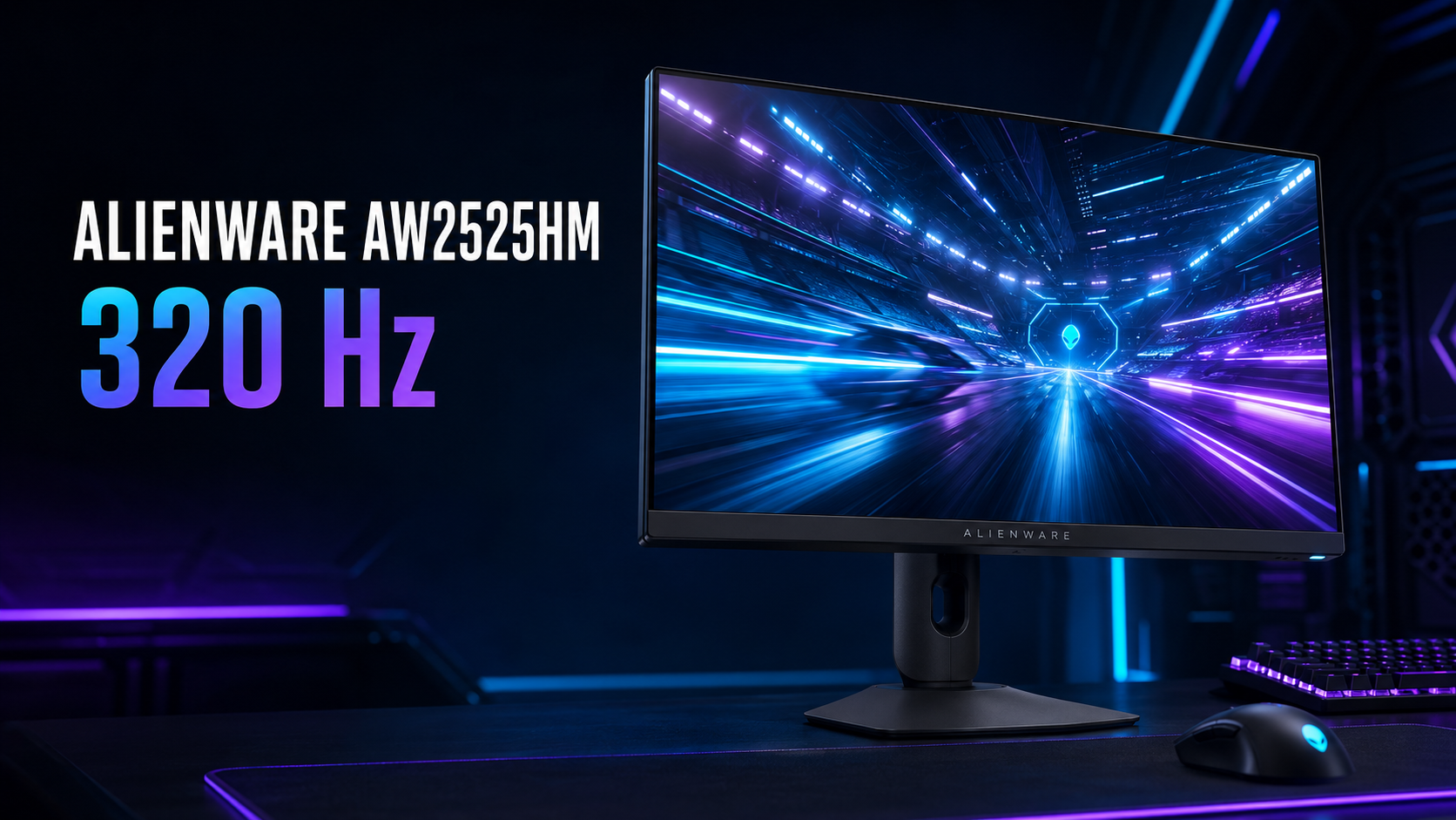 Monitor gamer Alienware AW2525HM de 24,5 polegadas Full HD com painel Fast IPS e taxa de atualização de 320 Hz
